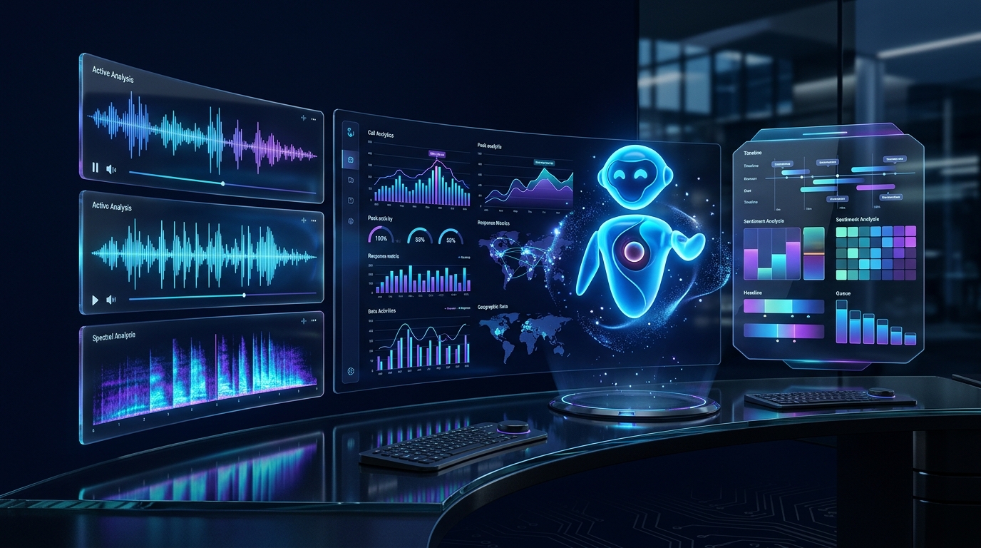 Botpont AI Dashboard — futuristic call analytics and voice agent interface
